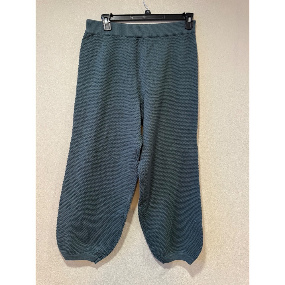 Free People Beach Balsam Knit Pants Green Textured Cotton L NWT